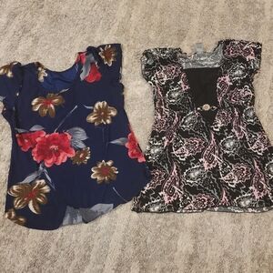 Carolet Black and Pink Pattern Top And Flower Top Size Small